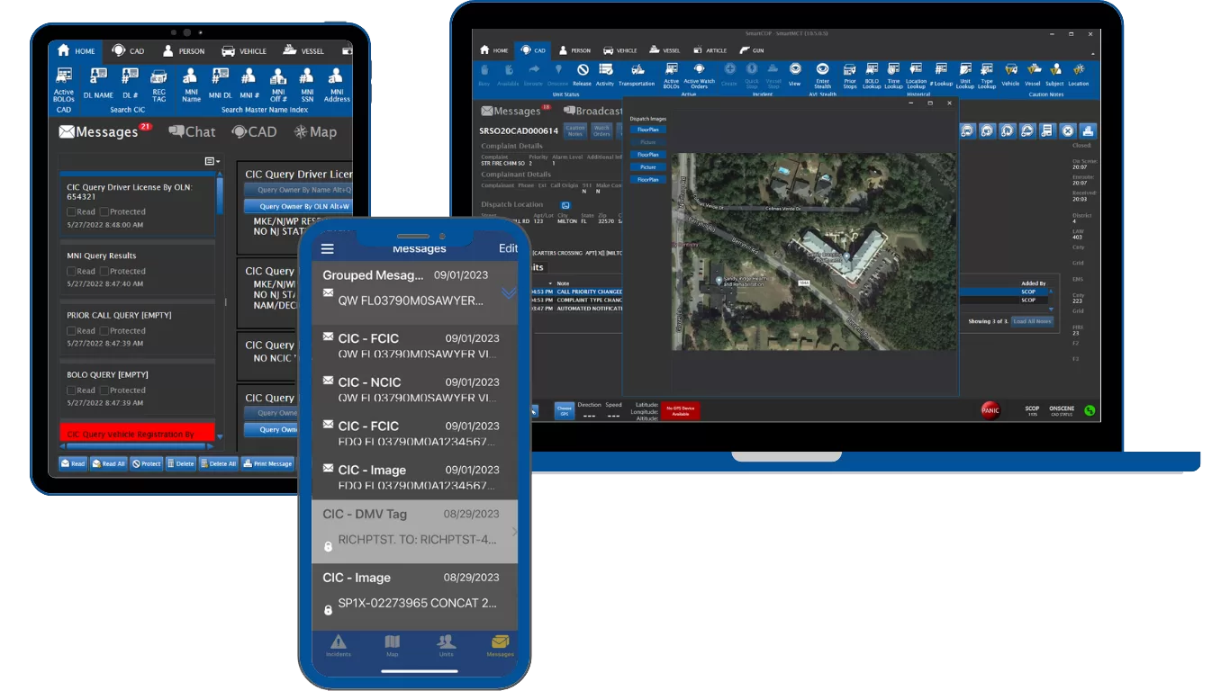 SmartMOBILE enables officers to manage reports efficiently and access real-time data from their mobile devices, improving communication and operational efficiency in the field. Compatible with iOS and Android devices