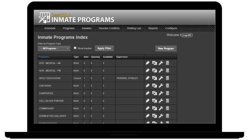 With SmartJAIL, managing inmate workers and facility programs is simple and efficient. You can easily set up unlimited program types and schedules, and supervisors get email notifications to stay on top of everything.
