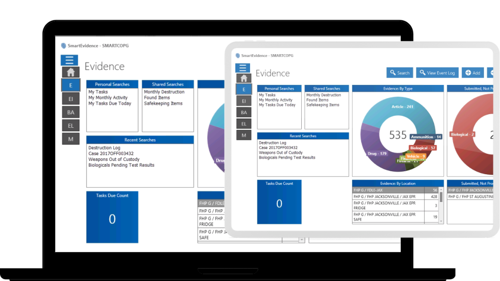 SmartCOP’s Evidence Management module streamlines the collection and processing of evidence with simplified, error-free workflows.