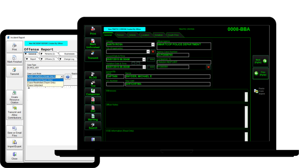 SmartCOP’s Case Management system provides a powerful, configurable workflow that supports unlimited report types, supplements, and attachments, including images and crime scene diagrams.