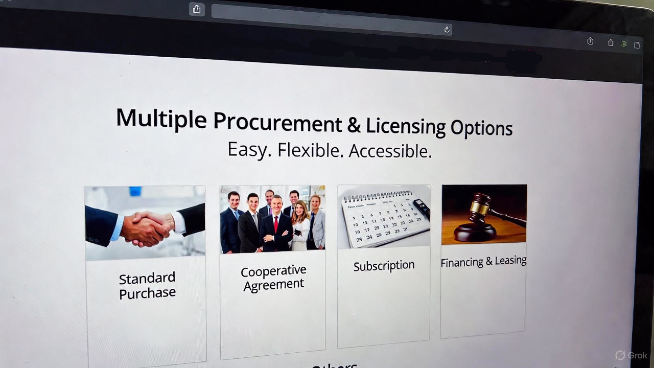 Image of man typing on a laptop that is located on the Purchasing Options webpage.