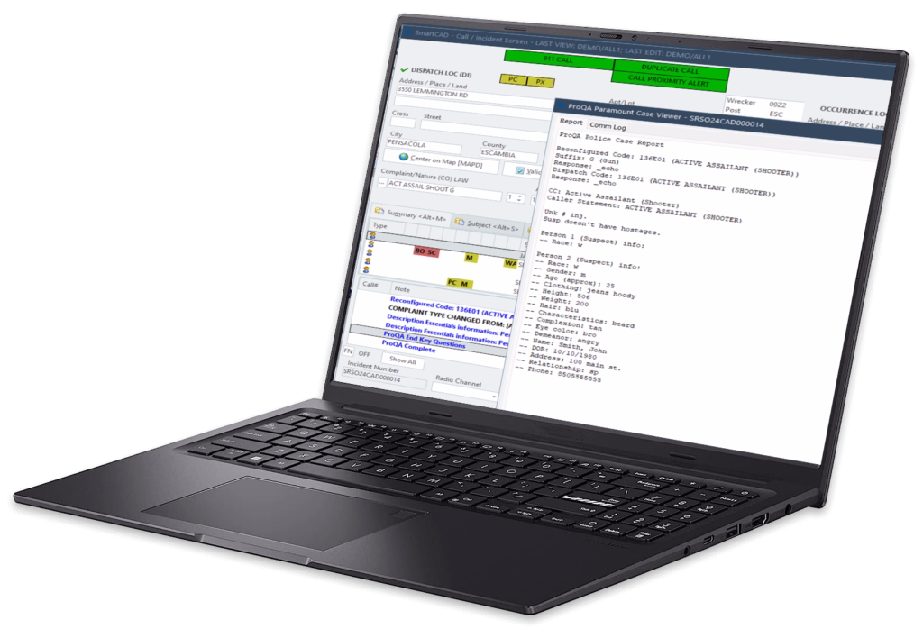 SmartCAD integrates with emergency medical dispatch (EMD) software like ProQA and APCO, supporting dynamic response plans for fire and EMS teams.