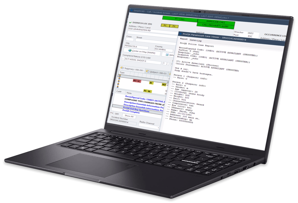 SmartCAD integrates with emergency medical dispatch (EMD) software like ProQA and APCO, supporting dynamic response plans for fire and EMS teams.