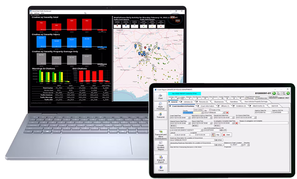 SmartCOP's Traffic Accident / eCrash module provides a complete, state-compliant crash reporting solution that is 100% MMUCC compliant.