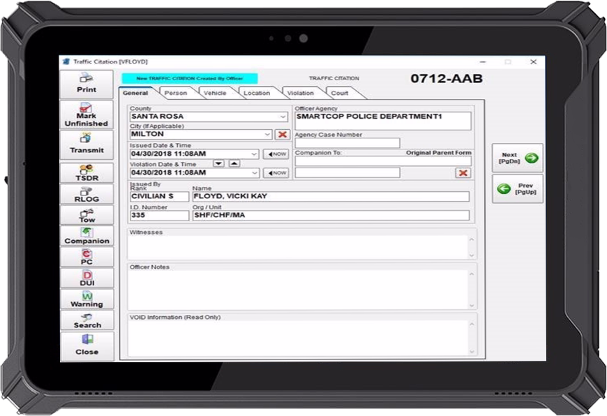 Built on SmartCOP’s proven law enforcement platform, our e-citation and e-crash modules allow officers to quickly process commercial vehicle incidents, capture digital signatures, and print tickets directly from the patrol vehicle.